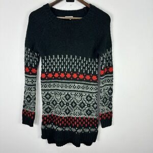 Merona Sweater Womens XS Nordic Fair Isle Birdseye Knit Cottage Ski Indie Tunic